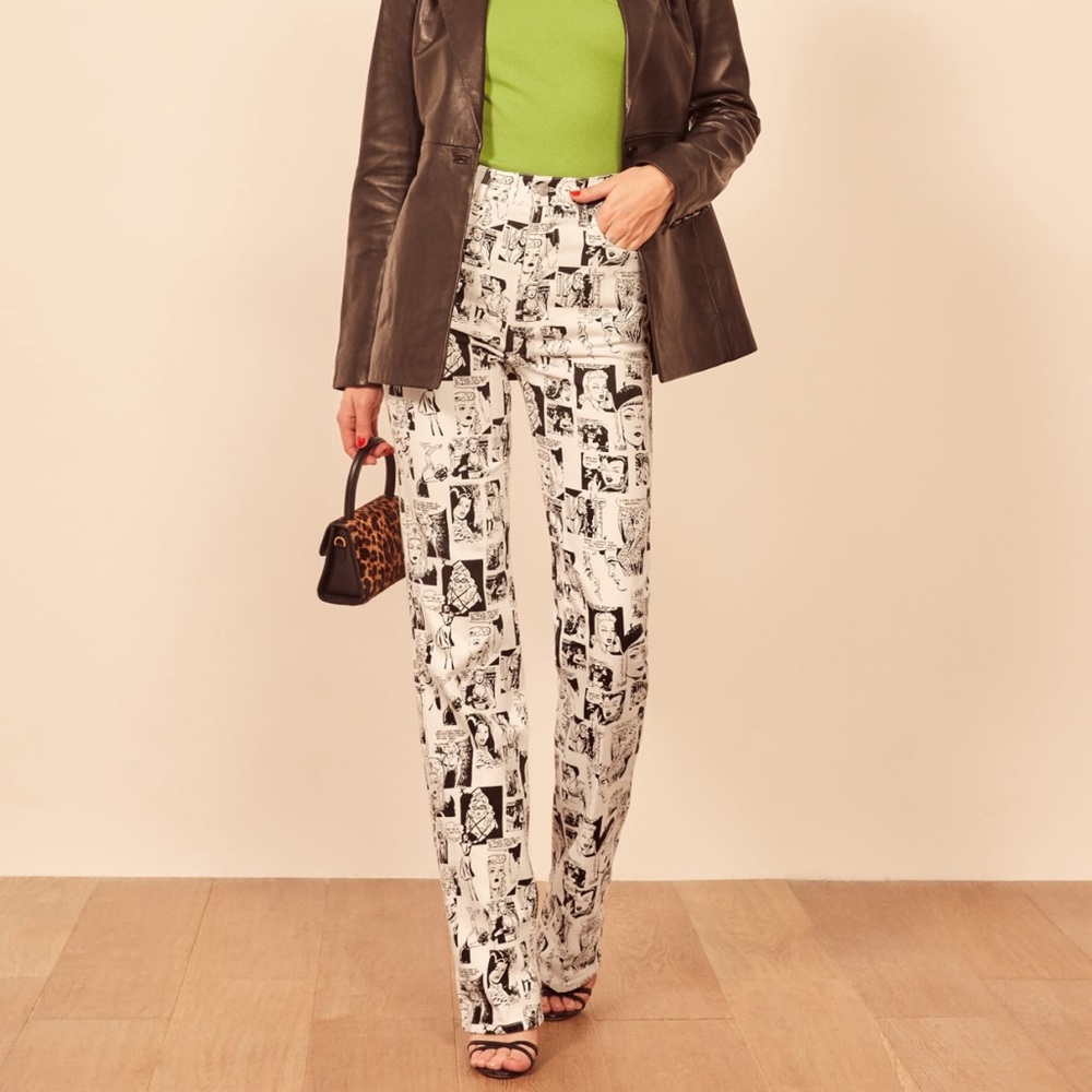Reformation Newsprint high rise straight jeans